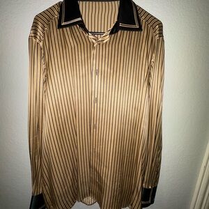 Men's Gold and Black Striped Shirt